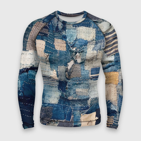 Мужской рашгард 3D с принтом Patchwork  Jeans  Осень  Зима 2023 ,  |  | abstraction | cloth | fashion | jeans | patchwork | абстракция | джинса | мода | пэчворк | ткань