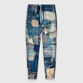 Мужские брюки 3D с принтом Patchwork   Jeans   Осень   Зима 2023 в Петрозаводске, 100% полиэстер | манжеты по низу, эластичный пояс регулируется шнурком, по бокам два кармана без застежек, внутренняя часть кармана из мелкой сетки | abstraction | cloth | fashion | jeans | patchwork | абстракция | джинса | мода | пэчворк | ткань