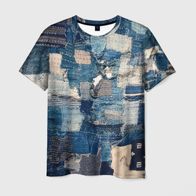 Мужская футболка 3D с принтом Patchwork   Jeans   Осень   Зима 2023 в Белгороде, 100% полиэфир | прямой крой, круглый вырез горловины, длина до линии бедер | abstraction | cloth | fashion | jeans | patchwork | абстракция | джинса | мода | пэчворк | ткань
