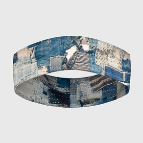 Повязка на голову 3D с принтом Patchwork  Jeans  Осень  Зима 2023 в Петрозаводске,  |  | abstraction | cloth | fashion | jeans | patchwork | абстракция | джинса | мода | пэчворк | ткань