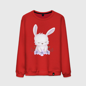 Мужской свитшот хлопок с принтом Милый Крольчонок С Цветочками в Екатеринбурге, 100% хлопок |  | animals | beast | cute | hare | rabbit | животные | заяц | звери | кролик | крольчонок | милый