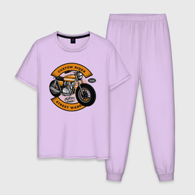 Мужская пижама хлопок с принтом Moto sport Мотоцикл в Курске, 100% хлопок | брюки и футболка прямого кроя, без карманов, на брюках мягкая резинка на поясе и по низу штанин
 | moto | moto sport | байкер | мотоцикл | мотоциклист