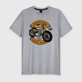 Мужская футболка хлопок Slim с принтом Moto sport Мотоцикл в Екатеринбурге, 92% хлопок, 8% лайкра | приталенный силуэт, круглый вырез ворота, длина до линии бедра, короткий рукав | moto | moto sport | байкер | мотоцикл | мотоциклист