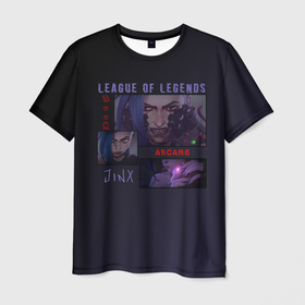 Мужская футболка 3D с принтом Jinx, the big Bang в Кировске, 100% полиэфир | прямой крой, круглый вырез горловины, длина до линии бедер | arcane | bang | jinx | league of legends | аркейн | взрыв | джинкс