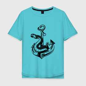 Мужская футболка хлопок Oversize с принтом Змея на якоре | Anchor Snake в Тюмени, 100% хлопок | свободный крой, круглый ворот, “спинка” длиннее передней части | army | sea | tattoo | tattooed | армейская татуировка | армия | военно морской флот | змеюка | корабельный якорь | морская тема | морской якорь | тату | татуировка | флотилия | эмблема вмф