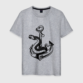 Мужская футболка хлопок с принтом Змея на якоре | Anchor Snake , 100% хлопок | прямой крой, круглый вырез горловины, длина до линии бедер, слегка спущенное плечо. | army | sea | tattoo | tattooed | армейская татуировка | армия | военно морской флот | змеюка | корабельный якорь | морская тема | морской якорь | тату | татуировка | флотилия | эмблема вмф