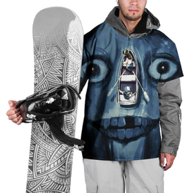 Накидка на куртку 3D с принтом Арт   хоррор в Кировске, 100% полиэстер |  | handeyework | аниме | арт | бойтесь | боюсь | водяной | глаза | кикимора | лицо | лодка | мумия | плавание | пучиглазый | рисунок | синий | страшное | темно миний | хоррор