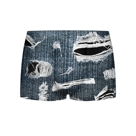 Мужские трусы 3D с принтом Джинсовое рваньё   Fashion trend в Кировске, 50% хлопок, 50% полиэстер | классическая посадка, на поясе мягкая тканевая резинка | fashion | jeans | rag | trend | джинса | мода | рваньё | тренд