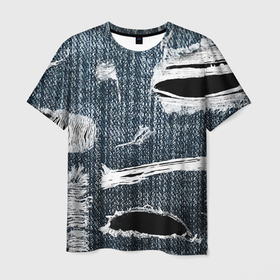 Мужская футболка 3D с принтом Джинсовое рваньё   Fashion trend в Санкт-Петербурге, 100% полиэфир | прямой крой, круглый вырез горловины, длина до линии бедер | fashion | jeans | rag | trend | джинса | мода | рваньё | тренд