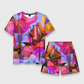 Мужской костюм с шортами 3D с принтом Красочный летний цветочный паттерн  Summer color pattern в Белгороде,  |  | abstraction | flowers | pattern | summer | абстракция | лето | узор | цветы