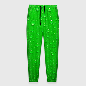 Мужские брюки 3D с принтом зеленый фон с росой в Тюмени, 100% полиэстер | манжеты по низу, эластичный пояс регулируется шнурком, по бокам два кармана без застежек, внутренняя часть кармана из мелкой сетки | background | dew | drop | drops | green | greenery | plain | зеленый | зелень | капли | капля | однотон | природа | роса | фон