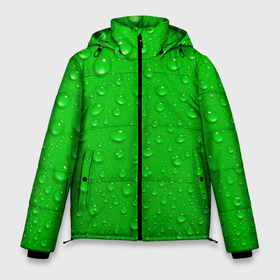 Мужская зимняя куртка 3D с принтом зеленый фон с росой , верх — 100% полиэстер; подкладка — 100% полиэстер; утеплитель — 100% полиэстер | длина ниже бедра, свободный силуэт Оверсайз. Есть воротник-стойка, отстегивающийся капюшон и ветрозащитная планка. 

Боковые карманы с листочкой на кнопках и внутренний карман на молнии. | Тематика изображения на принте: background | dew | drop | drops | green | greenery | plain | зеленый | зелень | капли | капля | однотон | природа | роса | фон