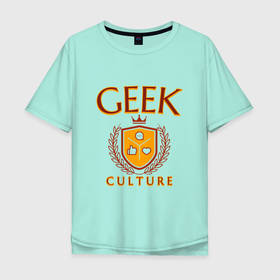 Мужская футболка хлопок Oversize с принтом Гик культура в Петрозаводске, 100% хлопок | свободный крой, круглый ворот, “спинка” длиннее передней части | geek | geek culture | гик | гик культура | компьютерная культура | лого гик | надпись гик | социальные сети | фанат