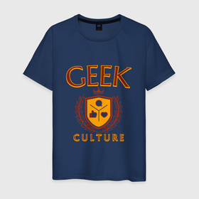 Мужская футболка хлопок с принтом Гик культура в Новосибирске, 100% хлопок | прямой крой, круглый вырез горловины, длина до линии бедер, слегка спущенное плечо. | geek | geek culture | гик | гик культура | компьютерная культура | лого гик | надпись гик | социальные сети | фанат