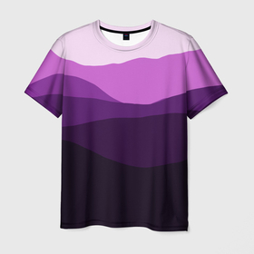 Мужская футболка 3D с принтом фиолетовый градиент горы абстракция в Белгороде, 100% полиэфир | прямой крой, круглый вырез горловины, длина до линии бедер | Тематика изображения на принте: abstraction | background | color transition | gradient | lilac | mountains | purple | абстракция | горы | горы в моем сердце | градиент | переход цвета | сиреневый | фиолетовый | фон