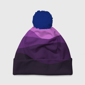 Шапка 3D c помпоном с принтом фиолетовый градиент горы абстракция , 100% полиэстер | универсальный размер, печать по всей поверхности изделия | abstraction | background | color transition | gradient | lilac | mountains | purple | абстракция | горы | горы в моем сердце | градиент | переход цвета | сиреневый | фиолетовый | фон