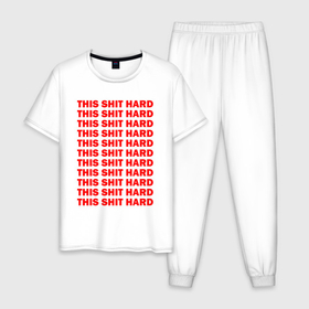 Мужская пижама хлопок с принтом This Shit Hard Kendrick Lamar в Екатеринбурге, 100% хлопок | брюки и футболка прямого кроя, без карманов, на брюках мягкая резинка на поясе и по низу штанин
 | Тематика изображения на принте: hip hop | logo | mr morale  the big steppers | music | new album | rap | rnb | кендрик ламар | лого | музыка | новый альбом | реп | рэп | хип хоп