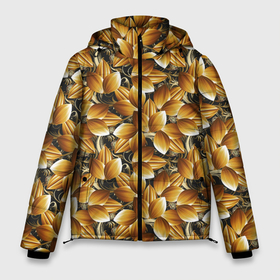 Мужская зимняя куртка 3D с принтом объемные желтые листья в Кировске, верх — 100% полиэстер; подкладка — 100% полиэстер; утеплитель — 100% полиэстер | длина ниже бедра, свободный силуэт Оверсайз. Есть воротник-стойка, отстегивающийся капюшон и ветрозащитная планка. 

Боковые карманы с листочкой на кнопках и внутренний карман на молнии. | abstract | абстракция | геометрия | калейдоскоп | классика | линии | паттерн | текстура | узор | узоры