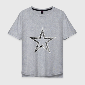 Мужская футболка хлопок Oversize с принтом звезда star в Курске, 100% хлопок | свободный крой, круглый ворот, “спинка” длиннее передней части | asterisk | black | bw | figure | geometry | monochrome | star | white | белый | геометрия | звезда | звездочка | монохром | фигура | чб | черный