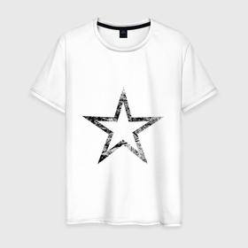 Мужская футболка хлопок с принтом звезда star в Тюмени, 100% хлопок | прямой крой, круглый вырез горловины, длина до линии бедер, слегка спущенное плечо. | asterisk | black | bw | figure | geometry | monochrome | star | white | белый | геометрия | звезда | звездочка | монохром | фигура | чб | черный