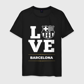 Мужская футболка хлопок с принтом Barcelona Love Classic в Екатеринбурге, 100% хлопок | прямой крой, круглый вырез горловины, длина до линии бедер, слегка спущенное плечо. | barcelona | club | football | logo | love | барселона | клуб | лого | мяч | символ | спорт | футбол | футболист | футболисты | футбольный