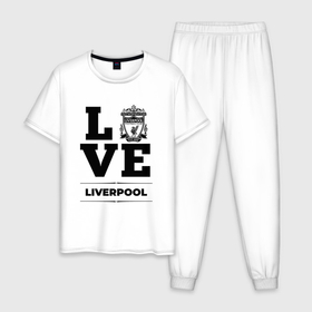 Мужская пижама хлопок с принтом Liverpool Love Классика в Курске, 100% хлопок | брюки и футболка прямого кроя, без карманов, на брюках мягкая резинка на поясе и по низу штанин
 | club | football | liverpool | logo | love | клуб | ливерпуль | лого | мяч | символ | спорт | футбол | футболист | футболисты | футбольный