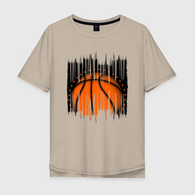 Мужская футболка хлопок Oversize с принтом Баскетбольный мяч в разрыве в Петрозаводске, 100% хлопок | свободный крой, круглый ворот, “спинка” длиннее передней части | basketball | nba | streetball | баскетбол | баскетболист | баскетбольный | мяч | нба | спорт | стритбол