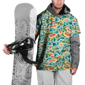 Накидка на куртку 3D с принтом Восточные мотивы в Тюмени, 100% полиэстер |  | восток | облака | паттерн | узоры | япония