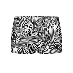 Мужские трусы 3D с принтом Сумасшедшая зебра. Абстрактный узор с извилистыми линиями в Екатеринбурге, 50% хлопок, 50% полиэстер | классическая посадка, на поясе мягкая тканевая резинка | абстракция | зебра | оптический эффект | полосы | черный и белый