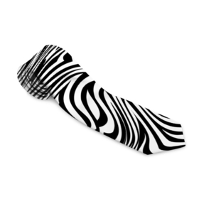 Галстук 3D с принтом Сумасшедшая зебра. Абстрактный узор с извилистыми линиями в Екатеринбурге, 100% полиэстер | Длина 148 см; Плотность 150-180 г/м2 | абстракция | зебра | оптический эффект | полосы | черный и белый