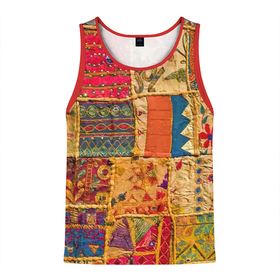 Мужская майка 3D с принтом Пэчворк   Лоскутное одеяло    Patchwork Quilt в Тюмени, 100% полиэстер | круглая горловина, приталенный силуэт, длина до линии бедра. Пройма и горловина окантованы тонкой бейкой | Тематика изображения на принте: blanket | color | fashion | patchwork | авангард | мода | одеяло | пэчворк | узор | цвет