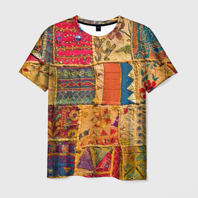 Мужская футболка 3D с принтом Пэчворк   Лоскутное одеяло    Patchwork Quilt в Санкт-Петербурге, 100% полиэфир | прямой крой, круглый вырез горловины, длина до линии бедер | blanket | color | fashion | patchwork | авангард | мода | одеяло | пэчворк | узор | цвет
