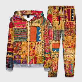 Мужской костюм 3D с принтом Пэчворк   Лоскутное одеяло    Patchwork Quilt в Санкт-Петербурге, 100% полиэстер | Манжеты и пояс оформлены тканевой резинкой, двухслойный капюшон со шнурком для регулировки, карманы спереди | Тематика изображения на принте: blanket | color | fashion | patchwork | авангард | мода | одеяло | пэчворк | узор | цвет