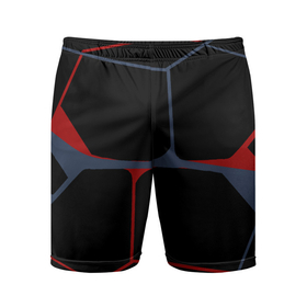 Мужские шорты спортивные с принтом Геометрические линии сине красные в Тюмени,  |  | абстракция | геометрия | линии | паутина | сетка | строгий