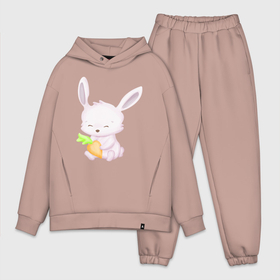 Мужской костюм хлопок OVERSIZE с принтом Милый Крольчонок С Морковкой ,  |  | animals | beast | cute | hare | rabbit | животные | заяц | звери | кролик | крольчонок | милый