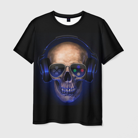 Мужская футболка 3D с принтом Призрачный геймер , 100% полиэфир | прямой крой, круглый вырез горловины, длина до линии бедер | игры | киберспорт | компьютерные | наушники | приставка | череп