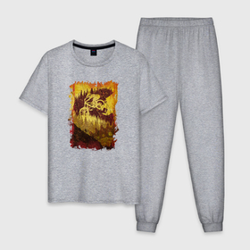 Мужская пижама хлопок с принтом Extreme downhill в Санкт-Петербурге, 100% хлопок | брюки и футболка прямого кроя, без карманов, на брюках мягкая резинка на поясе и по низу штанин
 | Тематика изображения на принте: 