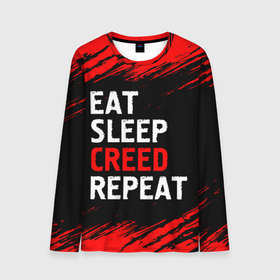 Мужской лонгслив 3D с принтом Eat Sleep Creed Repeat   Краски , 100% полиэстер | длинные рукава, круглый вырез горловины, полуприлегающий силуэт | creed | eat sleep creed repeat | logo | ассасин | игра | игры | краска | крид | лого | логотип | символ
