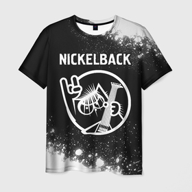 Мужская футболка 3D с принтом Nickelback | КОТ | Брызги , 100% полиэфир | прямой крой, круглый вырез горловины, длина до линии бедер | band | metal | nickelback | paint | rock | брызги | группа | кот | краска | никельбэк | рок