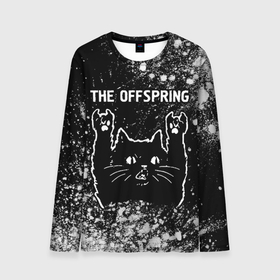 Мужской лонгслив 3D с принтом The Offspring   Rock Cat в Курске, 100% полиэстер | длинные рукава, круглый вырез горловины, полуприлегающий силуэт | band | metal | offspring | rock | the | the offspring | группа | кот | краска | краски | оффспринг | рок | рок кот