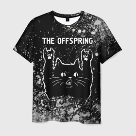Мужская футболка 3D с принтом The Offspring   Rock Cat , 100% полиэфир | прямой крой, круглый вырез горловины, длина до линии бедер | Тематика изображения на принте: band | metal | offspring | rock | the | the offspring | группа | кот | краска | краски | оффспринг | рок | рок кот