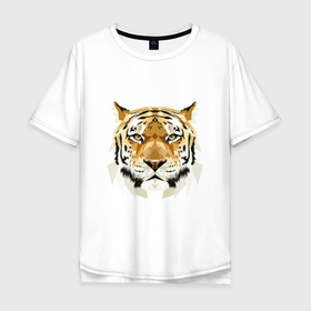 Мужская футболка хлопок Oversize с принтом ОБРАЗ ВЕЛИЧЕСТВЕННОГО ТИГРА в Екатеринбурге, 100% хлопок | свободный крой, круглый ворот, “спинка” длиннее передней части | дикий | животное | забавный | король тигров | милый | природа | тигр