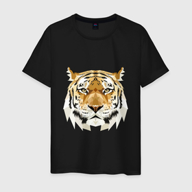 Мужская футболка хлопок с принтом ОБРАЗ ВЕЛИЧЕСТВЕННОГО ТИГРА в Санкт-Петербурге, 100% хлопок | прямой крой, круглый вырез горловины, длина до линии бедер, слегка спущенное плечо. | дикий | животное | забавный | король тигров | милый | природа | тигр