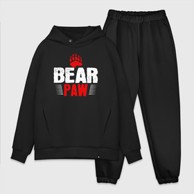 Мужской костюм хлопок OVERSIZE с принтом Медвежья лапа ,  |  | bear | bear paw | белый | бурый | гризли | зверь | косолапый | медведи | медведь | медвежья лапа | мишка | панда | след | топтыгин | хищник