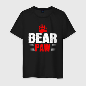 Мужская футболка хлопок с принтом Медвежья лапа в Санкт-Петербурге, 100% хлопок | прямой крой, круглый вырез горловины, длина до линии бедер, слегка спущенное плечо. | bear | bear paw | белый | бурый | гризли | зверь | косолапый | медведи | медведь | медвежья лапа | мишка | панда | след | топтыгин | хищник