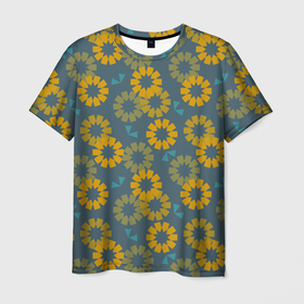 Мужская футболка 3D с принтом Абстрактные подсолнухи в Тюмени, 100% полиэфир | прямой крой, круглый вырез горловины, длина до линии бедер | абстракция | паттерн | подсолнухи | природа | цветочный | цветы