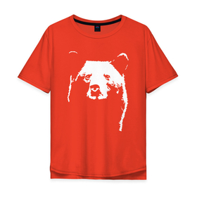 Мужская футболка хлопок Oversize с принтом Медвежий лик , 100% хлопок | свободный крой, круглый ворот, “спинка” длиннее передней части | bear | белый | бурый | гризли | зверь | косолапый | медведи | медведь | мишка | панда | топтыгин | хищник