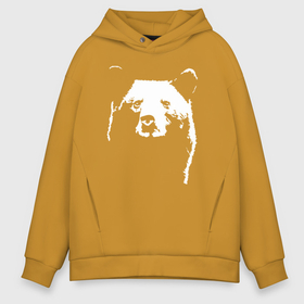 Мужское худи Oversize хлопок с принтом Медвежий лик в Санкт-Петербурге, френч-терри — 70% хлопок, 30% полиэстер. Мягкий теплый начес внутри —100% хлопок | боковые карманы, эластичные манжеты и нижняя кромка, капюшон на магнитной кнопке | bear | белый | бурый | гризли | зверь | косолапый | медведи | медведь | мишка | панда | топтыгин | хищник