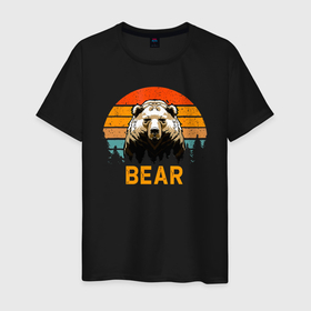 Мужская футболка хлопок с принтом BEAR МЕДВЕДЬ в Белгороде, 100% хлопок | прямой крой, круглый вырез горловины, длина до линии бедер, слегка спущенное плечо. | bear | белый | бурый | гризли | зверь | косолапый | медведи | медведь | мишка | панда | топтыгин | хищник