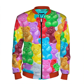 Мужской бомбер 3D с принтом мармеладные мишки разноцветные в Тюмени, 100% полиэстер | застегивается на молнию, по бокам два кармана без застежек, по низу бомбера и на воротнике - эластичная резинка | background | bear | bears | colorful | gummy bears | haribo | marmalade | multicolor | sweets | мармелад | мармеладные мишки | медведи | медведь | мишки | мультицвет | разноцветный | сладости | фон | харибо